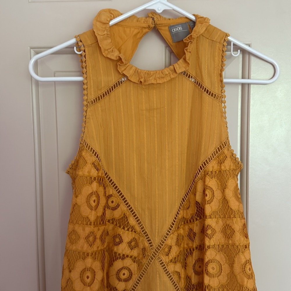ASOS Mustard Yellow Cotton Dress - Picture 2 of 9